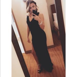 Black gown with open back